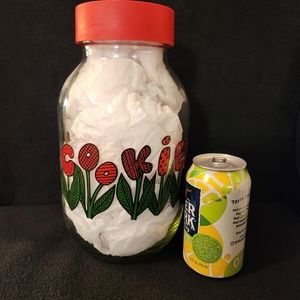 Vintage Glass Cookie Jar Red 1980s 3L Storage Container Baking Kitchen